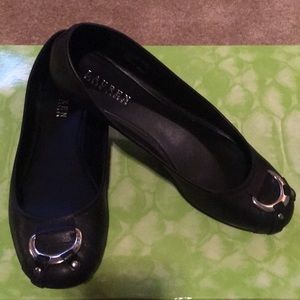 Ralph Lauren black leather flats